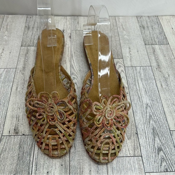 Stuart Weitzman multi color lattice slip on mule 9 N - Picture 3 of 6